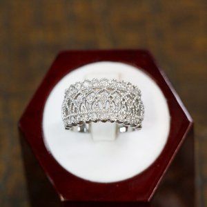 Filigree Cubic Zirconia Sterling Ring